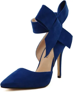 MAIERNISI JESSI Women's Pointy Toe High Heel Stiletto Big Bowknot Pumps