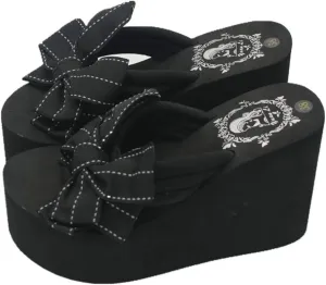 Mamilove Womens Chunky High Platform Wedge Flip-flops Sandals 6 Black