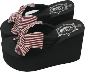 Mamilove Womens Chunky High Platform Wedge Flip-flops Sandals 7 Rose