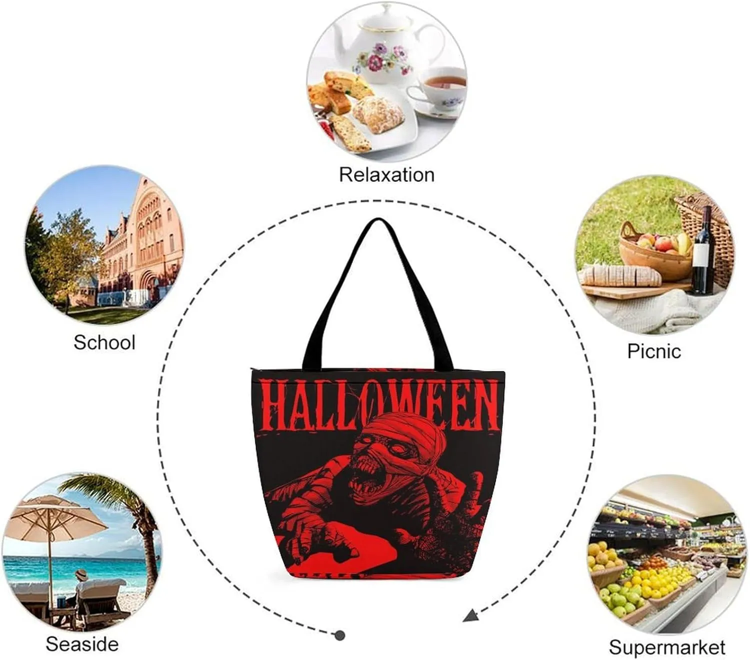 Map Kawaii Hobo Handbags With Zipper Women's Tote Handbags