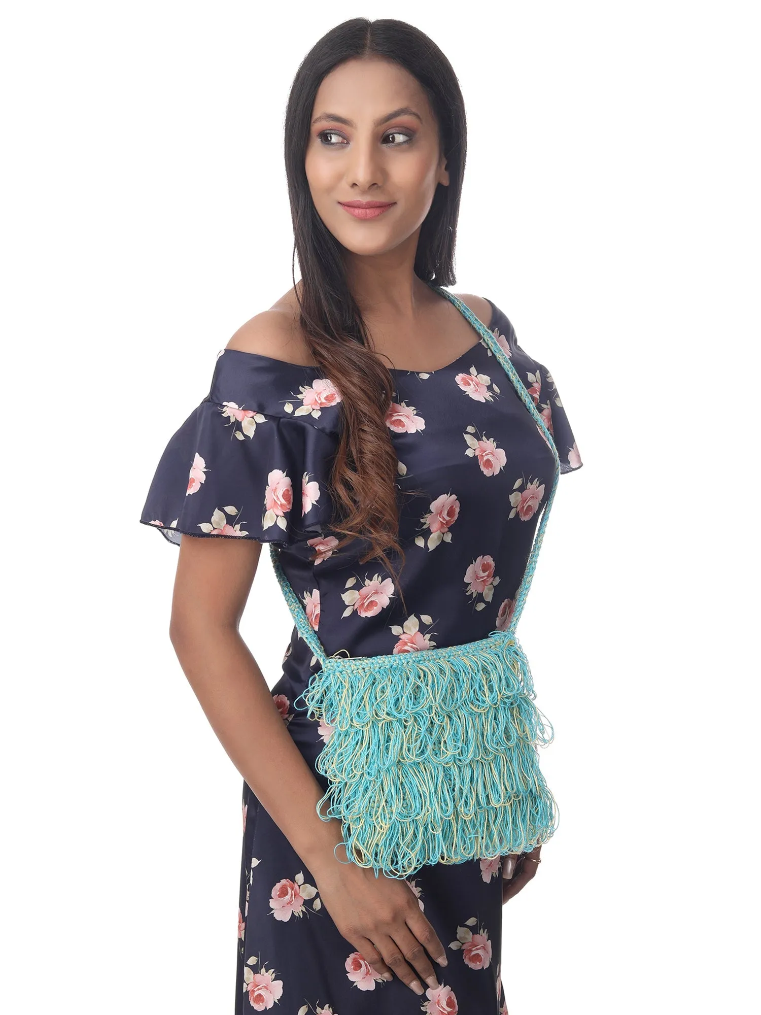Marine Breeze Frilled Crochet Satchel