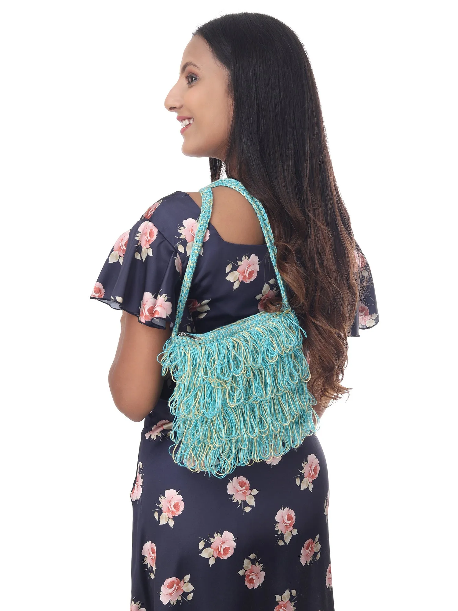 Marine Breeze Frilled Crochet Satchel