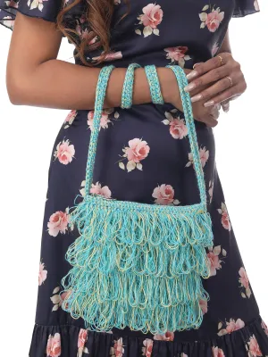 Marine Breeze Frilled Crochet Satchel