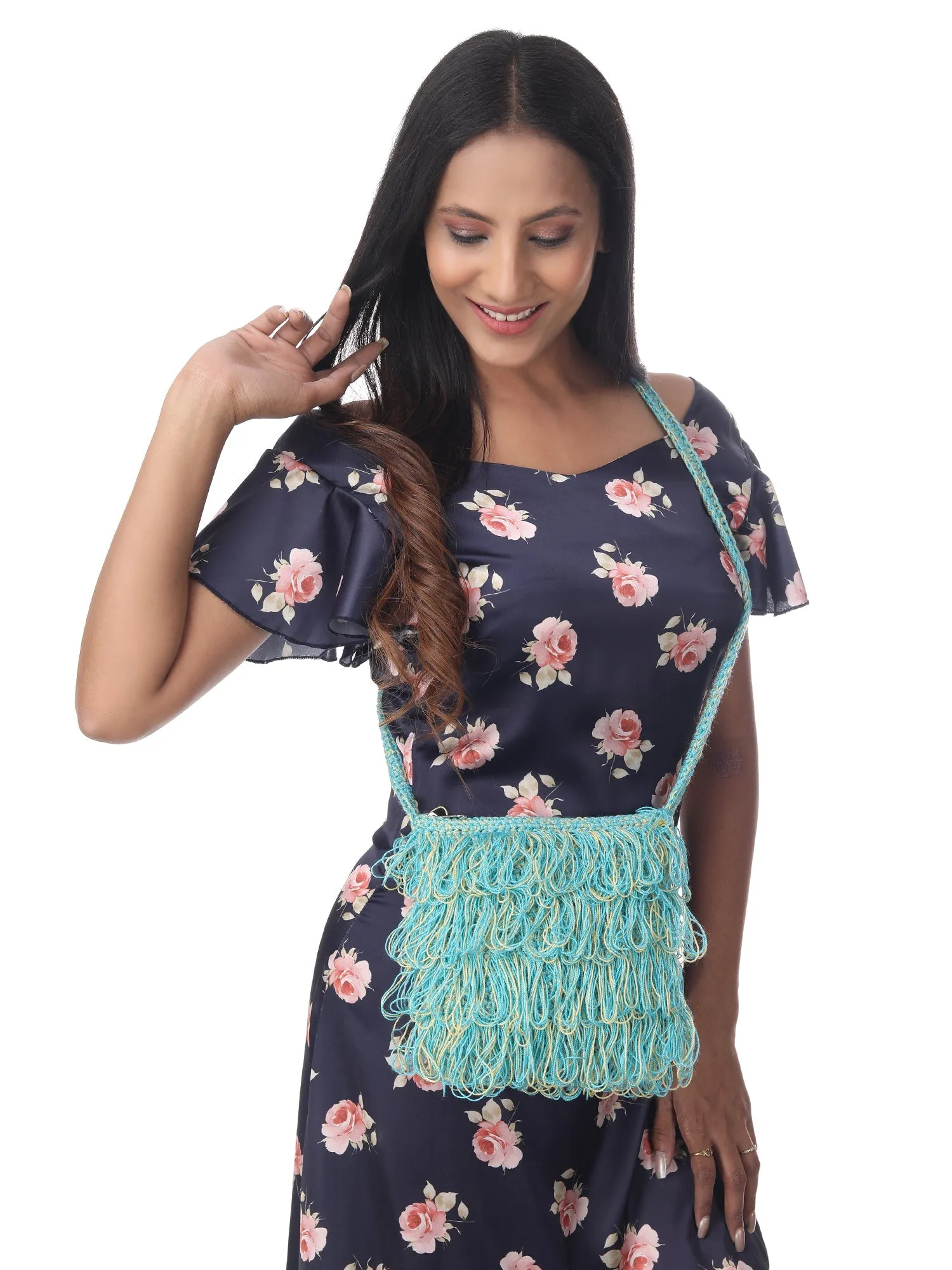 Marine Breeze Frilled Crochet Satchel