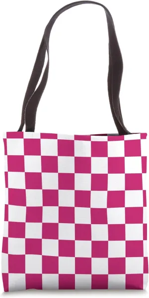 Maroon Flush Checkered Aesthetic Checkerboard Preppy Check Tote Bag