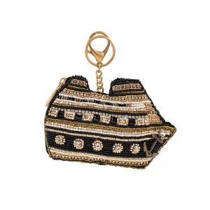 Mary Frances On the Sea Beaded Cruise Ship Coin Purse/Key Fob, Multi