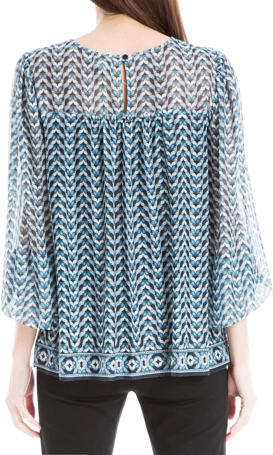 Max Studio Women's Mesh Long Sleeve Blouse
