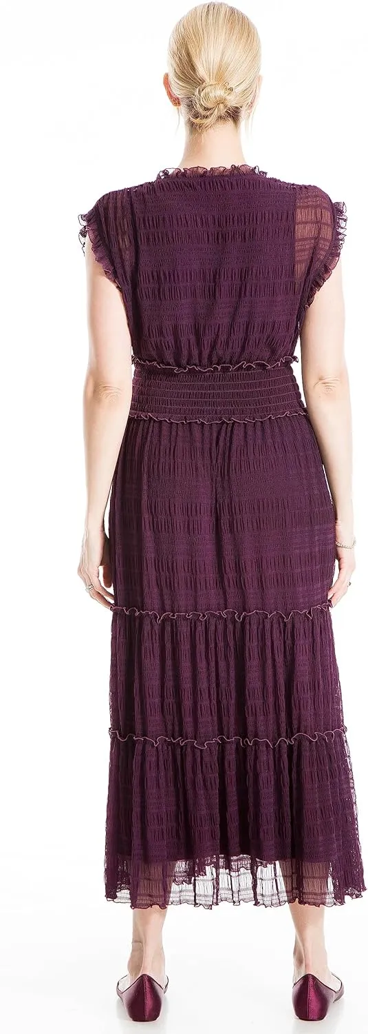 Max Studio Women's Short Sleeve Maxi Mesh Dress