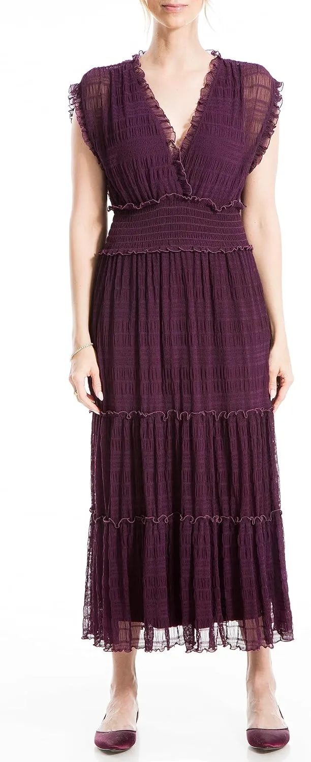 Max Studio Women's Short Sleeve Maxi Mesh Dress