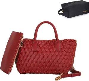 Medium Size Woven Tote Handbag for Women Work Tote Bag Shoulder Purse Tote Purse Shoulder Bag Travel Tote Bag