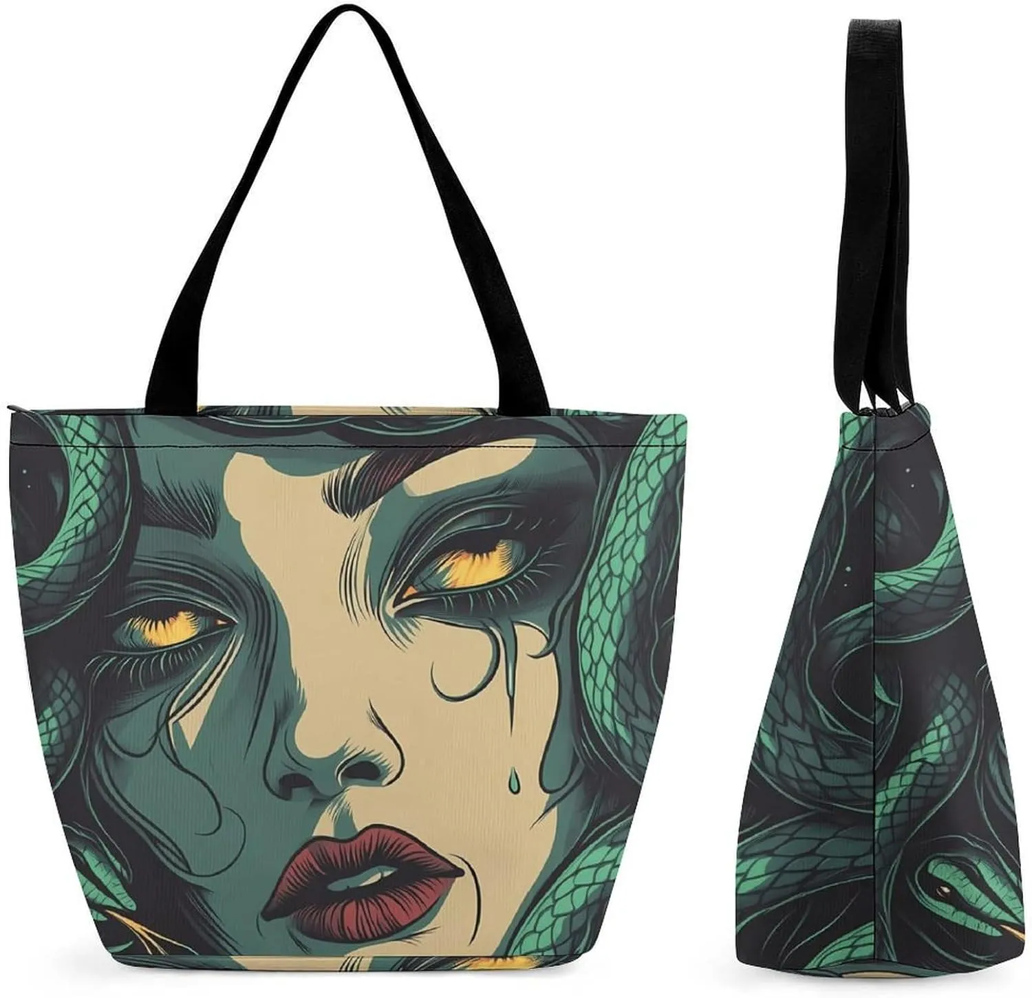 Medusa Greek Mythology Women's Shopping Grocery Tote Bag Handbags Large Shoulder Bags Work Business Travel