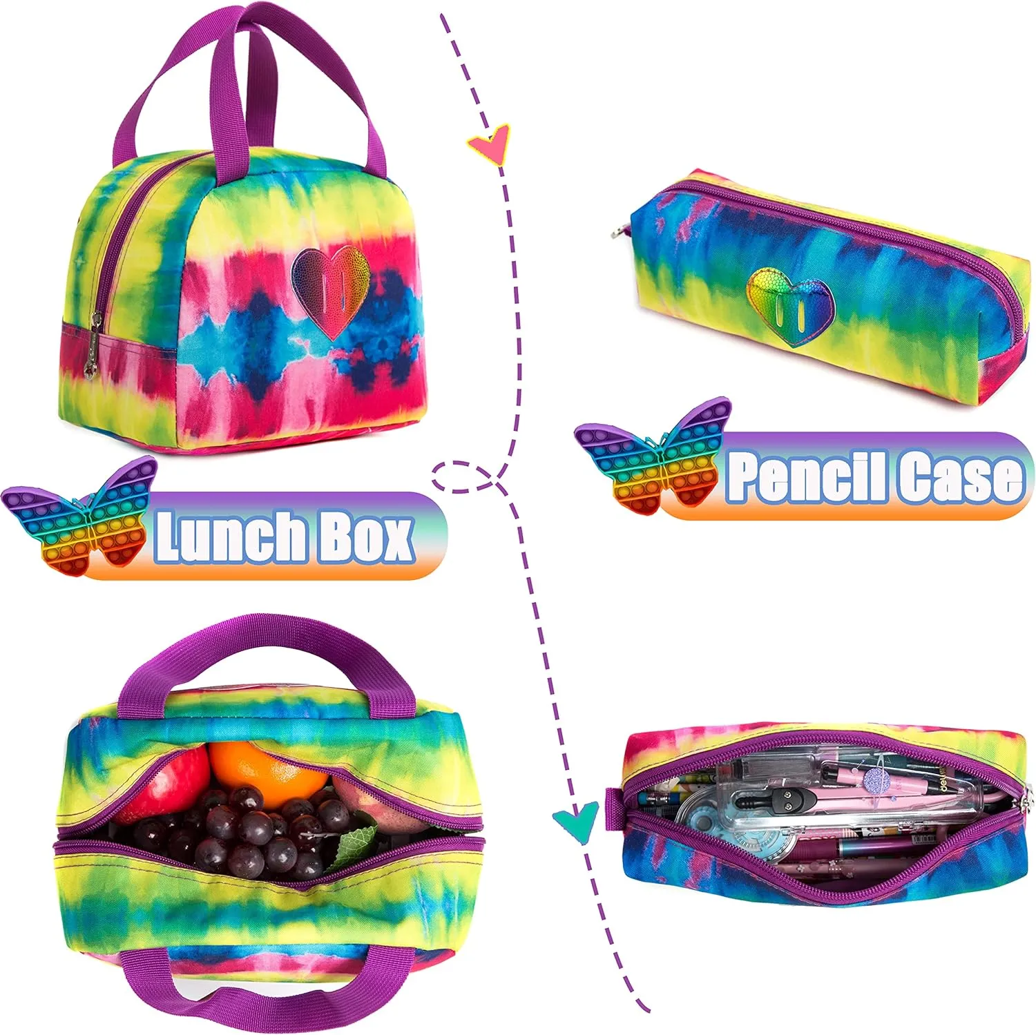 Meetbelify Rolling Backpack for Girls School Bag with Wheels for Elementary Student Kids Cute Travel Luggage with Lunch Box Pencil Case for Girls 8-10