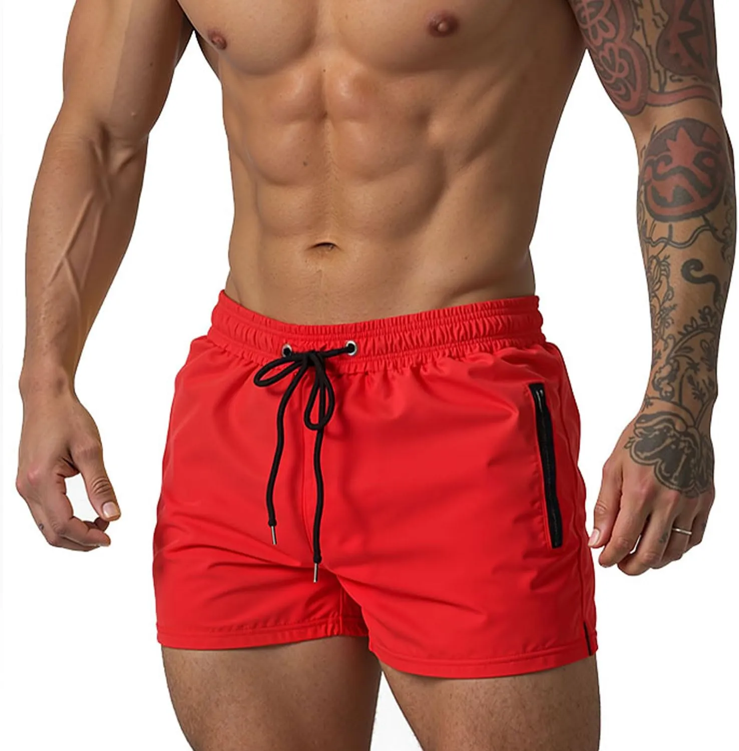 Mens 5" with Zipper Quick Dry Beach Shorts for Swimming Men Bathing Suit