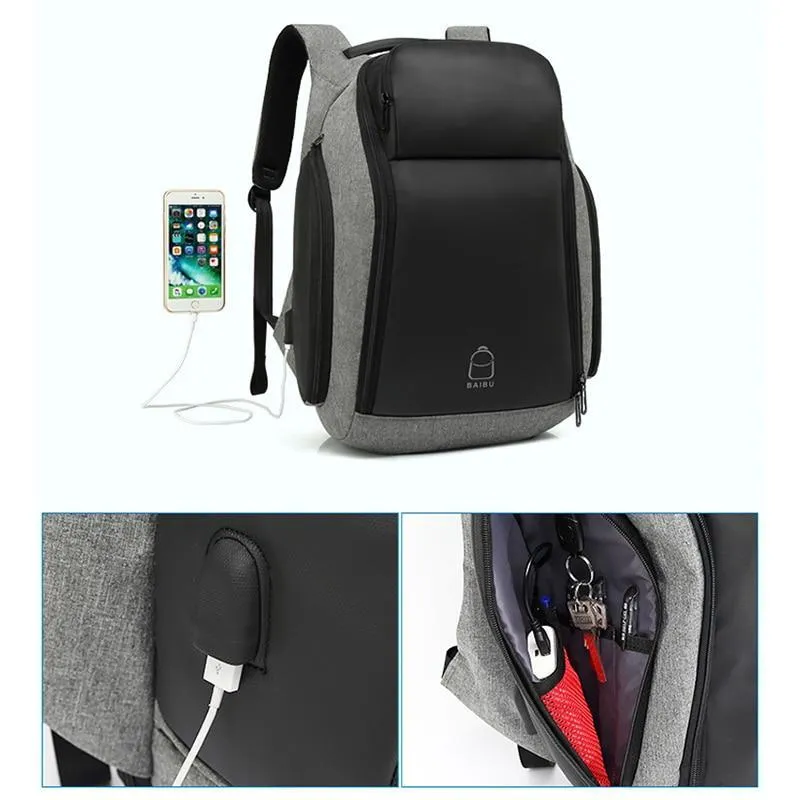 Men's Anti-theft USB Charging Backpack
