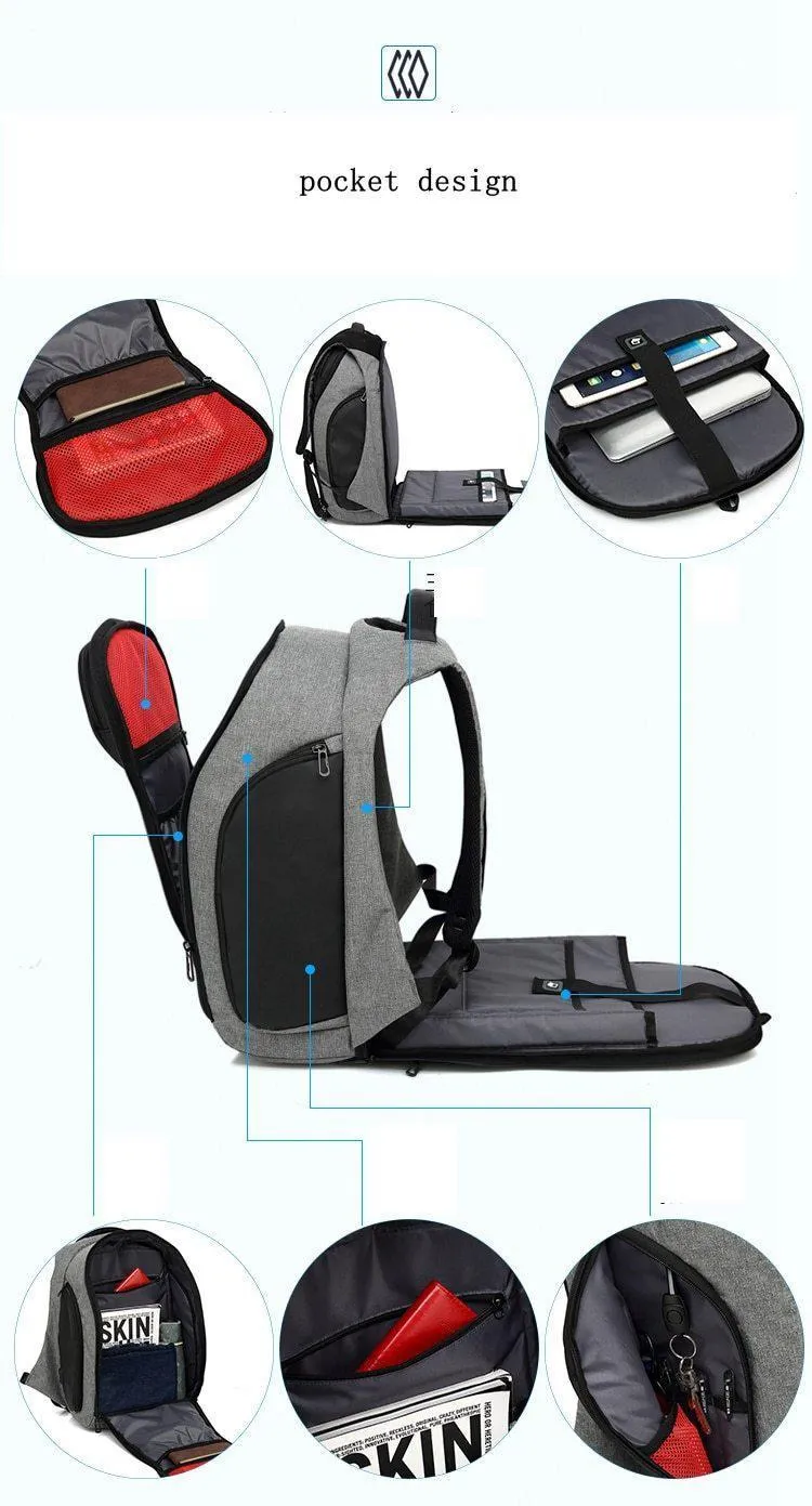 Men's Anti-theft USB Charging Backpack