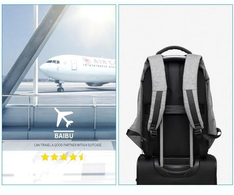Men's Anti-theft USB Charging Backpack