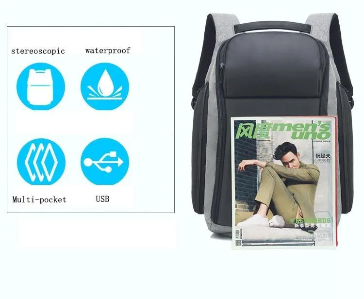 Men's Anti-theft USB Charging Backpack