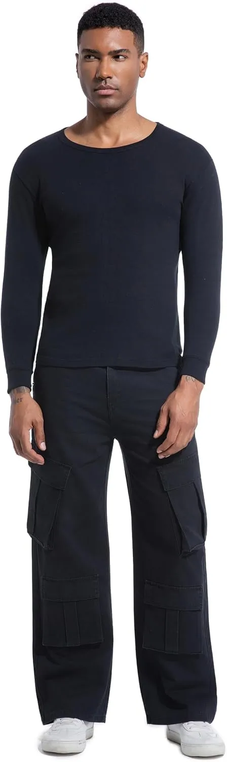 Mens Casual Cargo Pants Baggy Fit Multiple Pockets Loose Wide Leg Streetwear Trousers