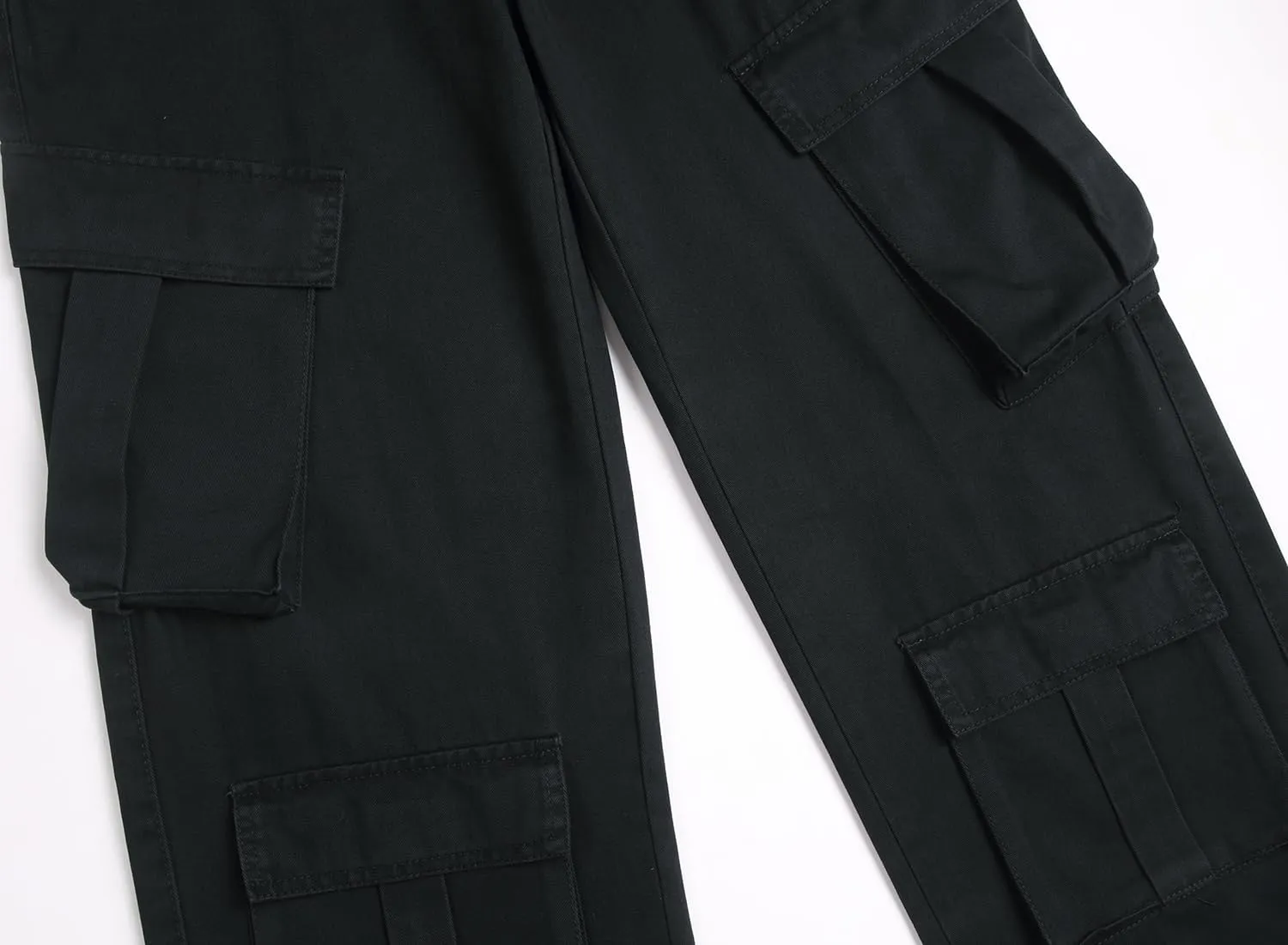 Mens Casual Cargo Pants Baggy Fit Multiple Pockets Loose Wide Leg Streetwear Trousers