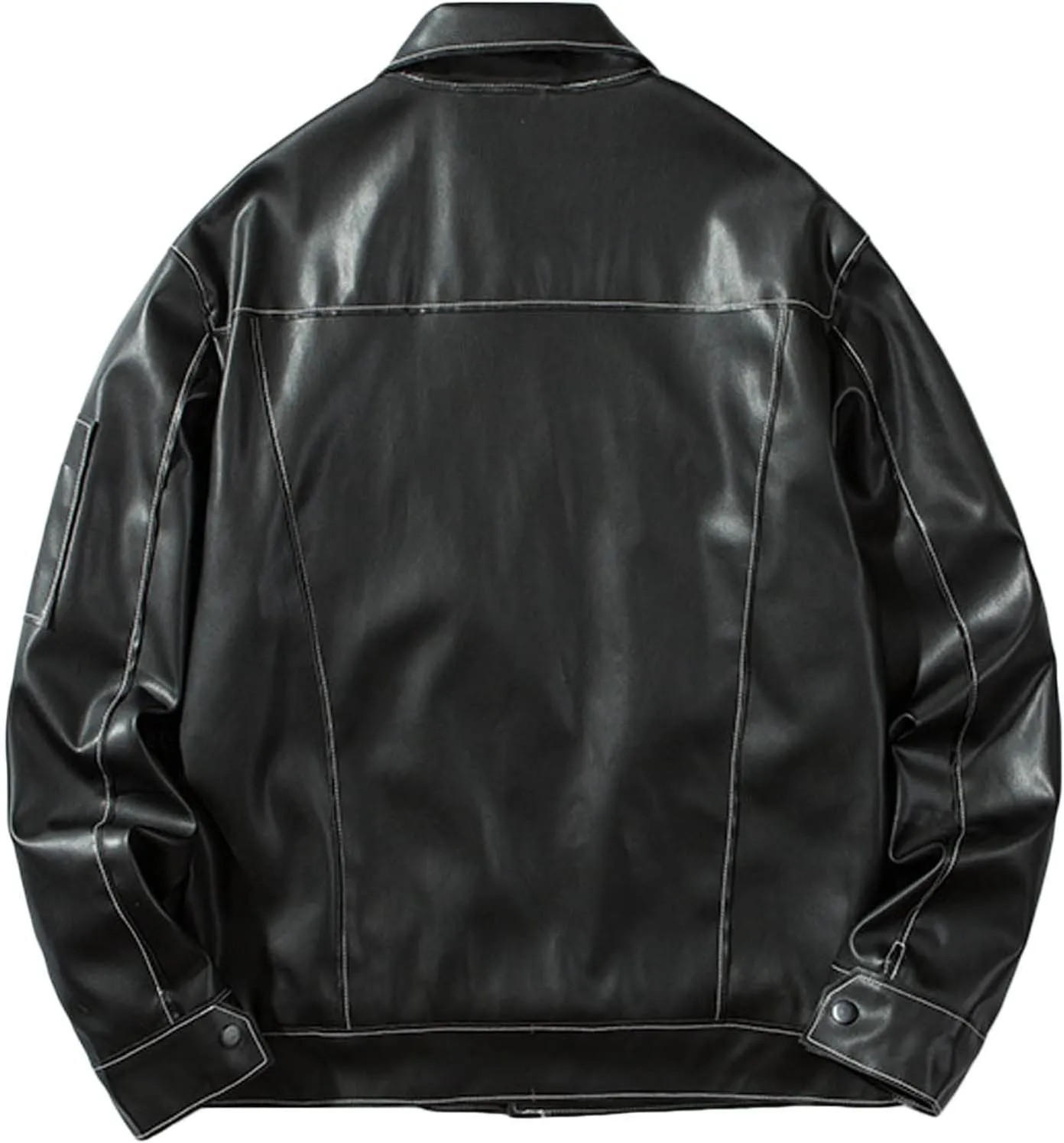 Men's Leather Jacket Punk Motorcycle Jackets Lapel Collar Windproof Waterproof Outwear Zipped Aviator Bomber Coats