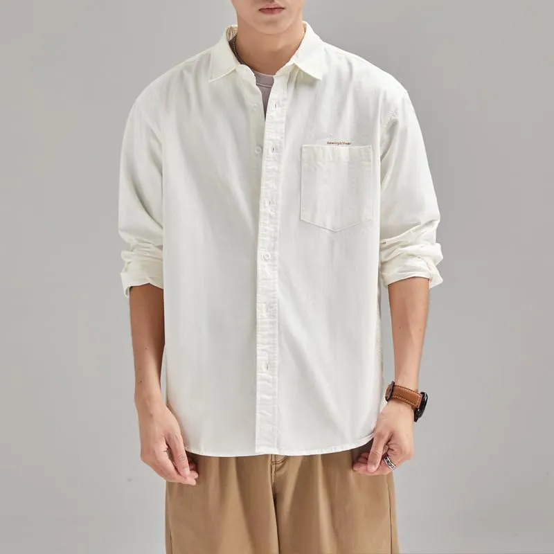 Men's Long Sleeves Casual Shirts Breathable Cotton Solid Relaxed Fit Shirts