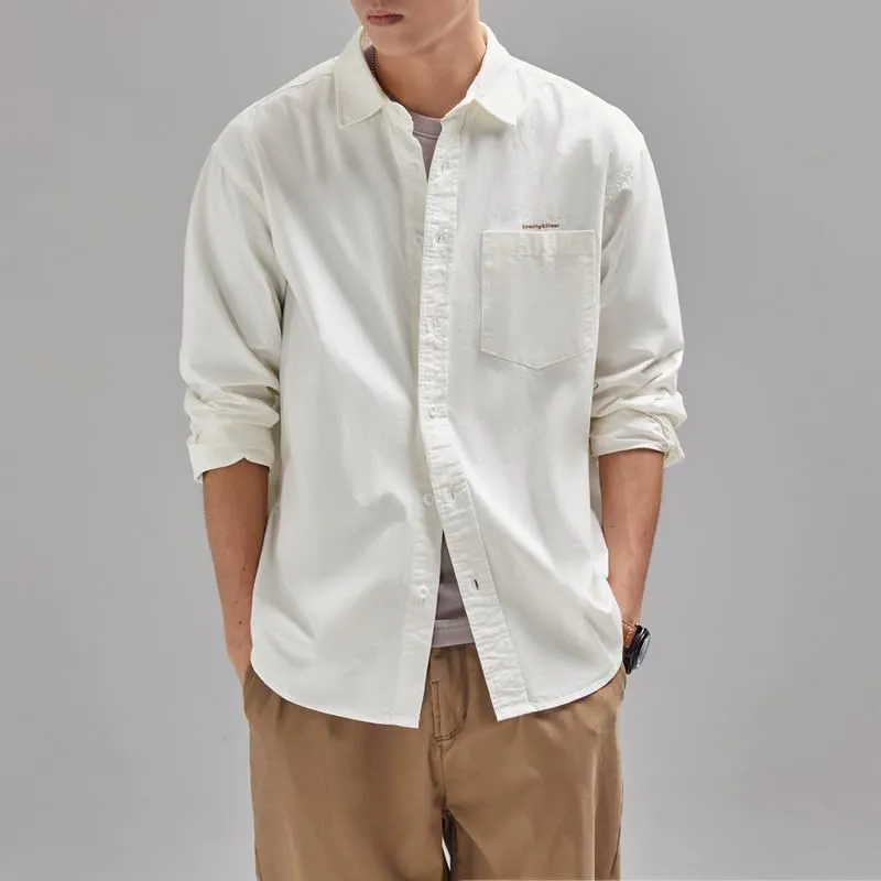 Men's Long Sleeves Casual Shirts Breathable Cotton Solid Relaxed Fit Shirts