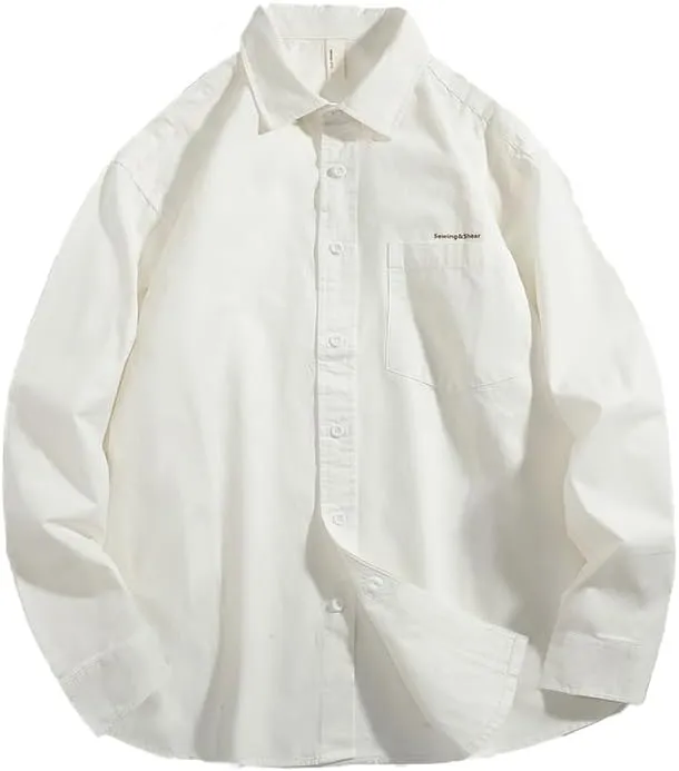 Men's Long Sleeves Casual Shirts Breathable Cotton Solid Relaxed Fit Shirts