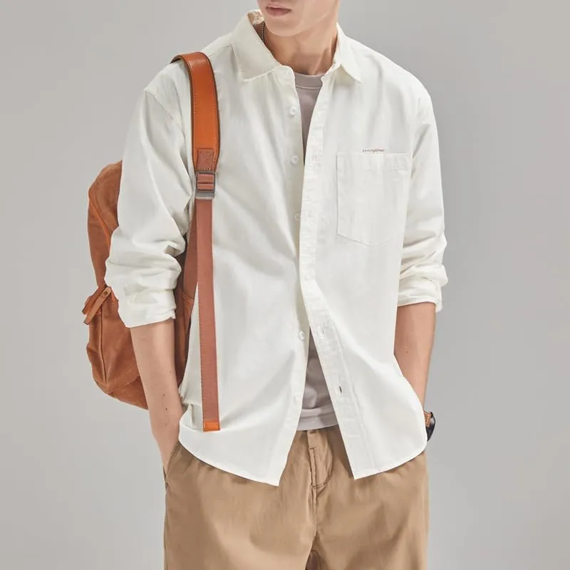 Men's Long Sleeves Casual Shirts Breathable Cotton Solid Relaxed Fit Shirts