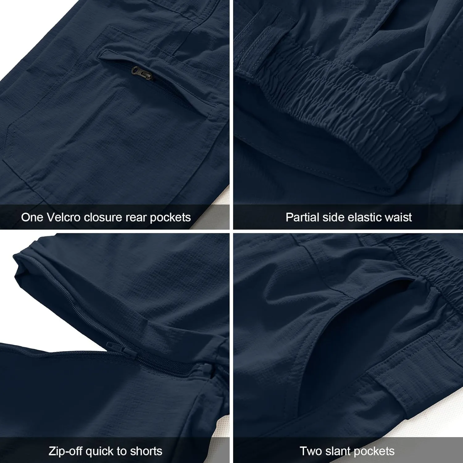 Men's Outdoor Quick Dry Convertible Lightweight Hiking Fishing Zip Off Safari Trousers