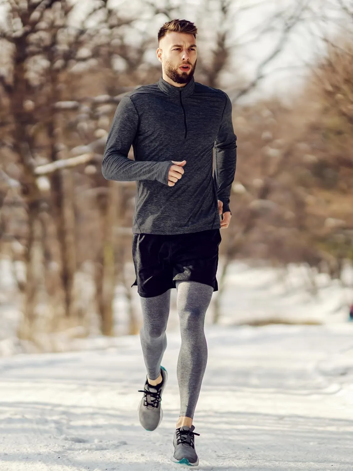 Men's Quarter Zip Long Sleeve Soft Shirt - Quick Dry Performance Lightweight Running Athletic Casual Pullover