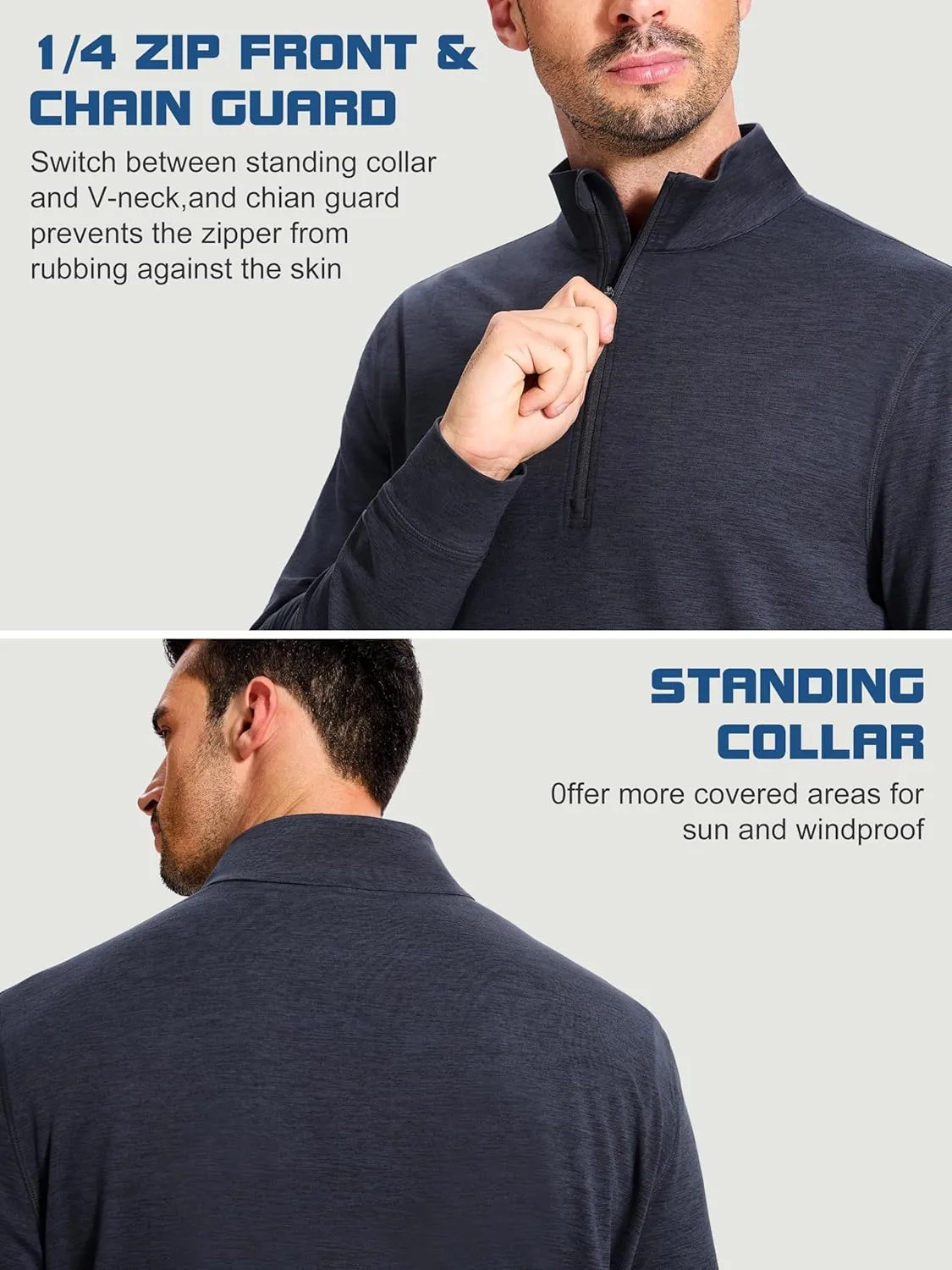 Men's Quarter Zip Long Sleeve Soft Shirt - Quick Dry Performance Lightweight Running Athletic Casual Pullover