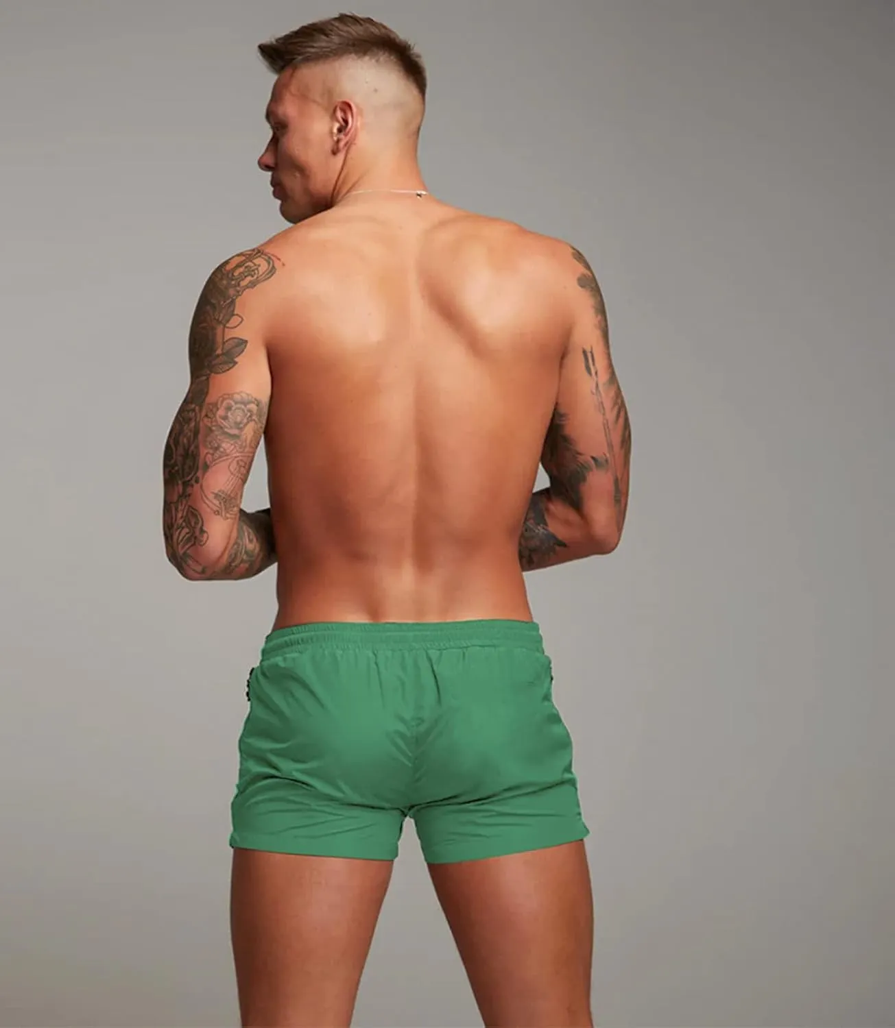 Mens Swim Trunks Quick Dry Swimwear Zipper Pockets, Swim Shorts with Mesh Lining