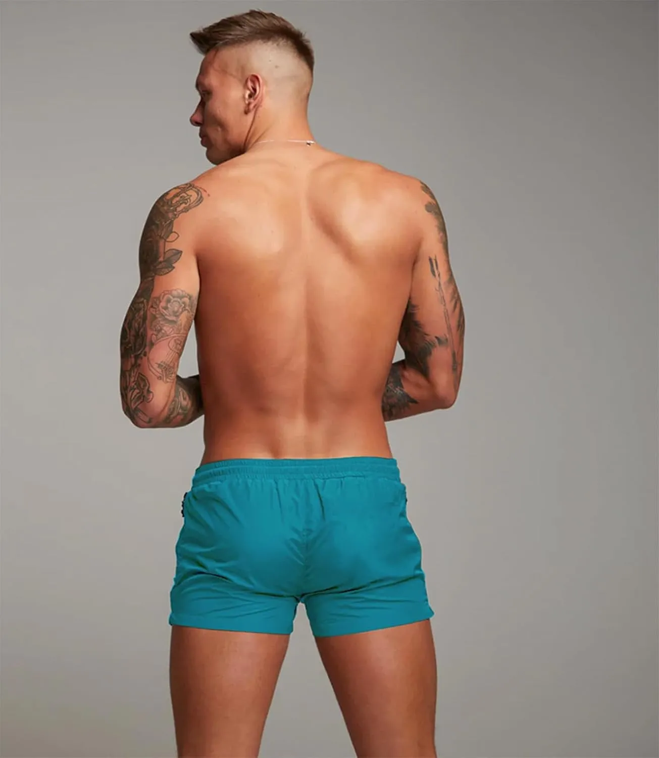 Mens Swim Trunks Quick Dry Swimwear Zipper Pockets, Swim Shorts with Mesh Lining
