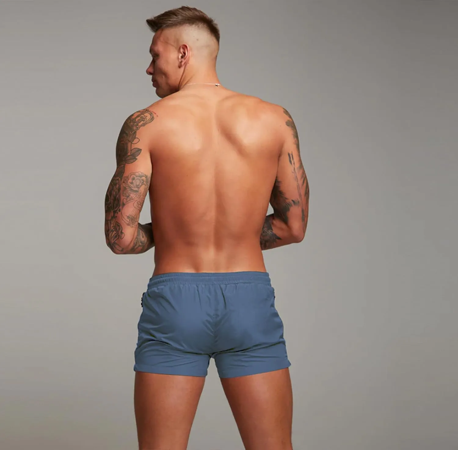 Mens Swim Trunks Quick Dry Swimwear Zipper Pockets, Swim Shorts with Mesh Lining