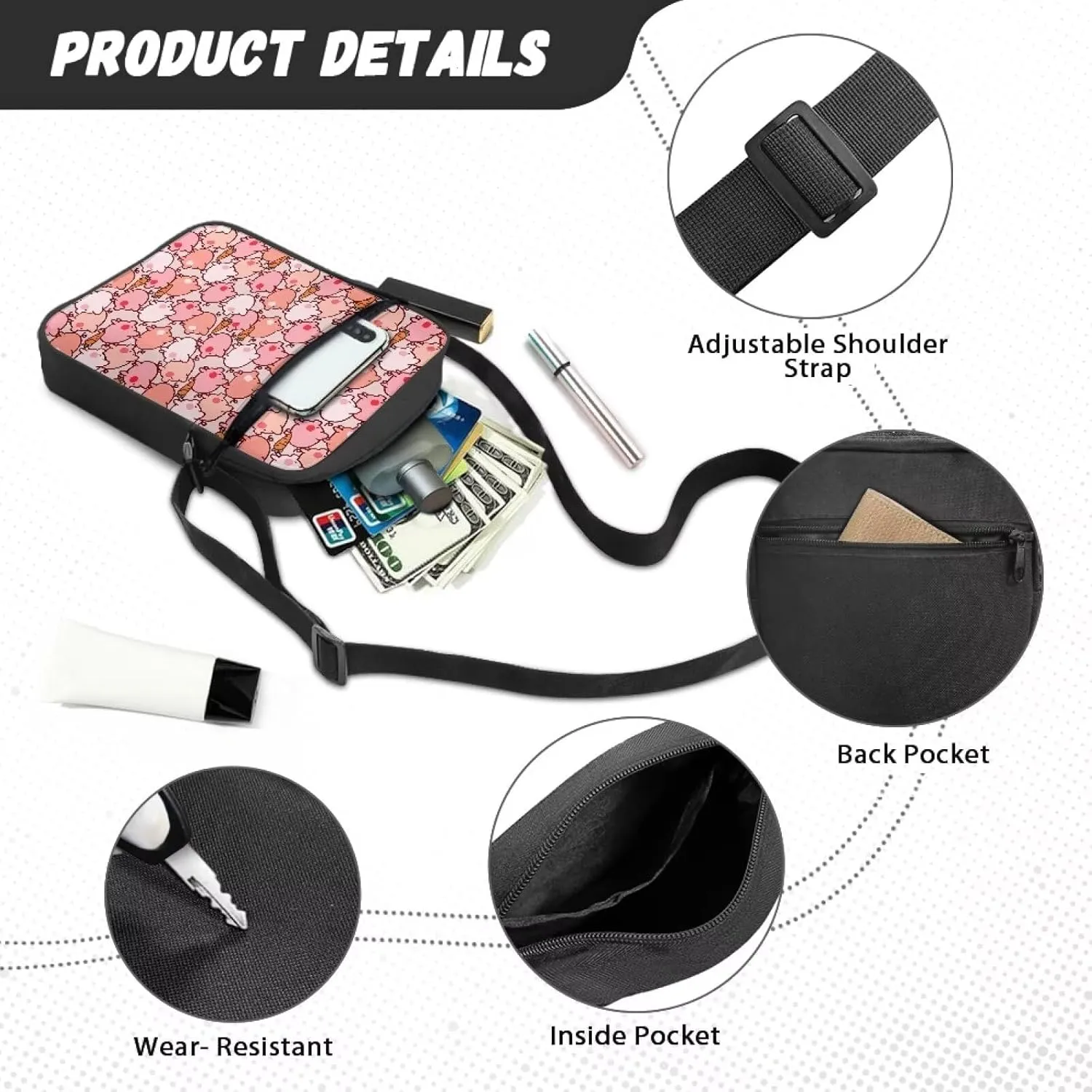 Messenger Bag for Women Small Crossbody Bag Purse with Adjustable Strap Cell Phone Bag