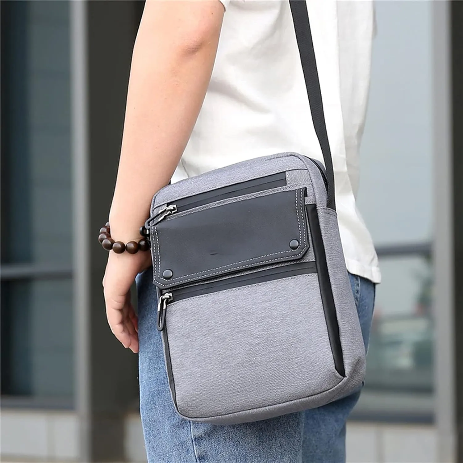 Messenger Bags Leisure and Fashion Travel Men's Bag Shoulder Bags for Men Solid Color Concise Large Capacity(Blue)