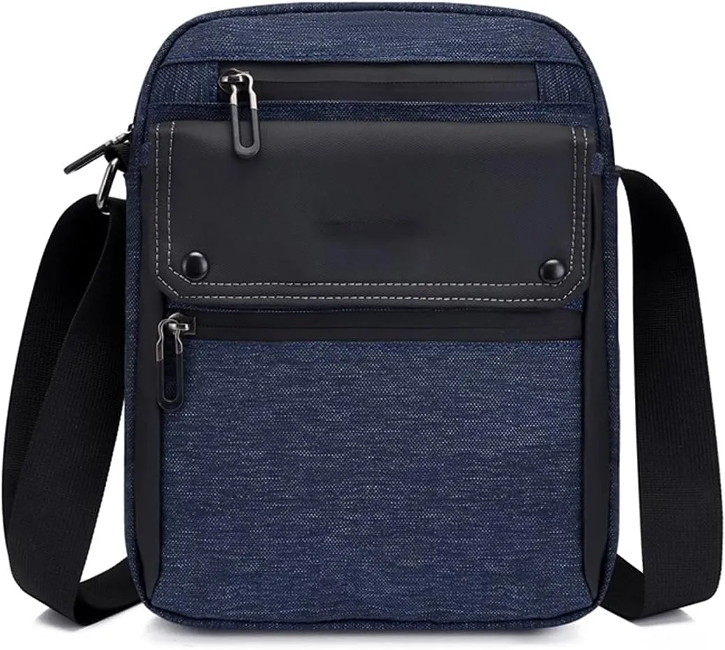 Messenger Bags Leisure and Fashion Travel Men's Bag Shoulder Bags for Men Solid Color Concise Large Capacity(Blue)