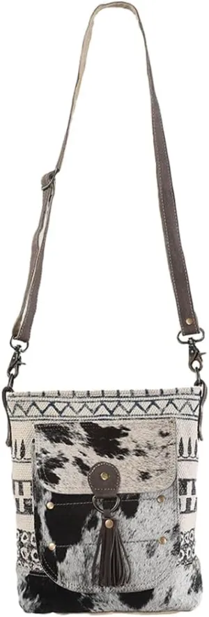 MESSENGER Upcycled Wool Upcycled Canvas Hair-on Genuine Leather women bag western handbag purse