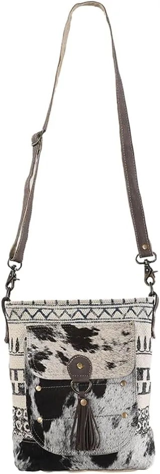 MESSENGER Upcycled Wool Upcycled Canvas Hair-on Genuine Leather women bag western handbag purse