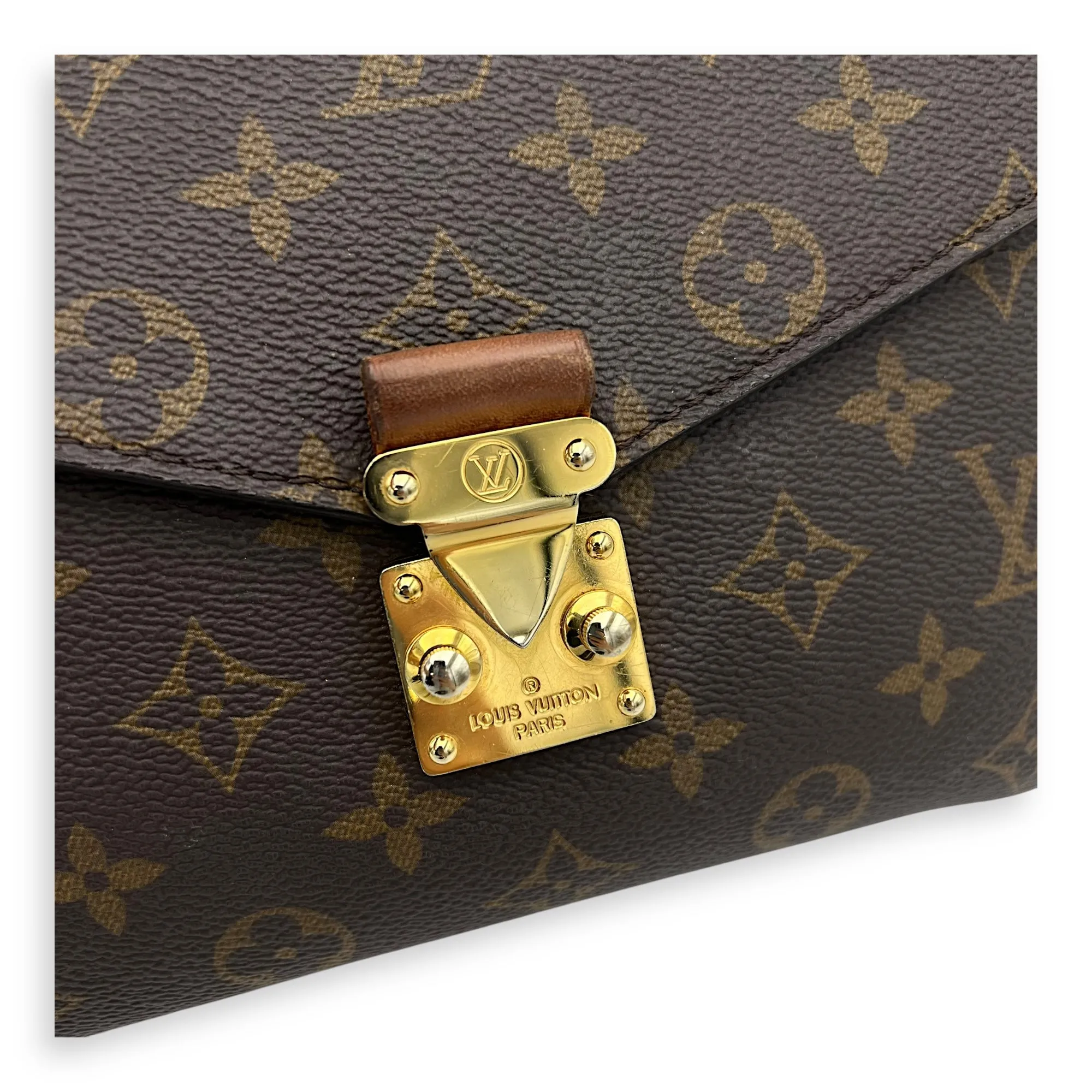 Metis Brown Crossbody Bag in Monogram Coated Canvas, Gold hardware