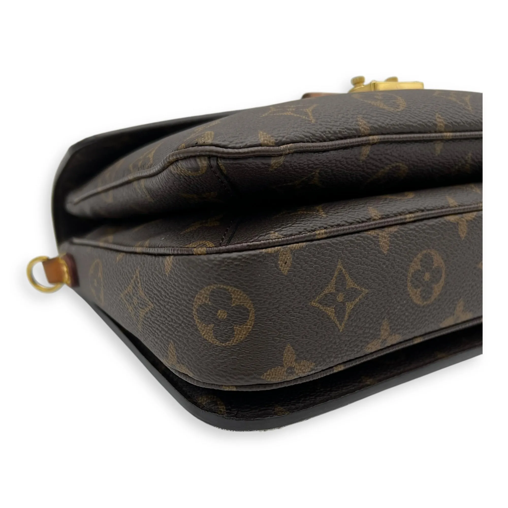 Metis Brown Crossbody Bag in Monogram Coated Canvas, Gold hardware