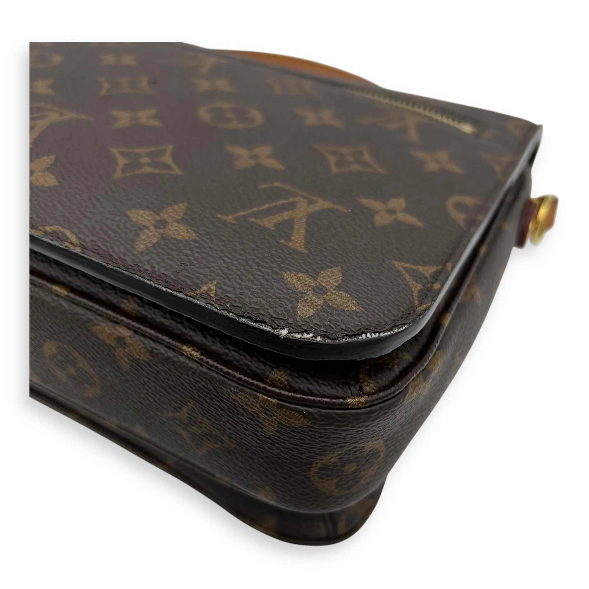 Metis Brown Crossbody Bag in Monogram Coated Canvas, Gold hardware