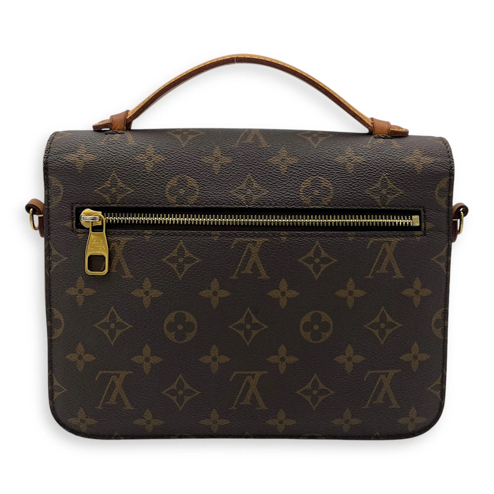 Metis Brown Crossbody Bag in Monogram Coated Canvas, Gold hardware