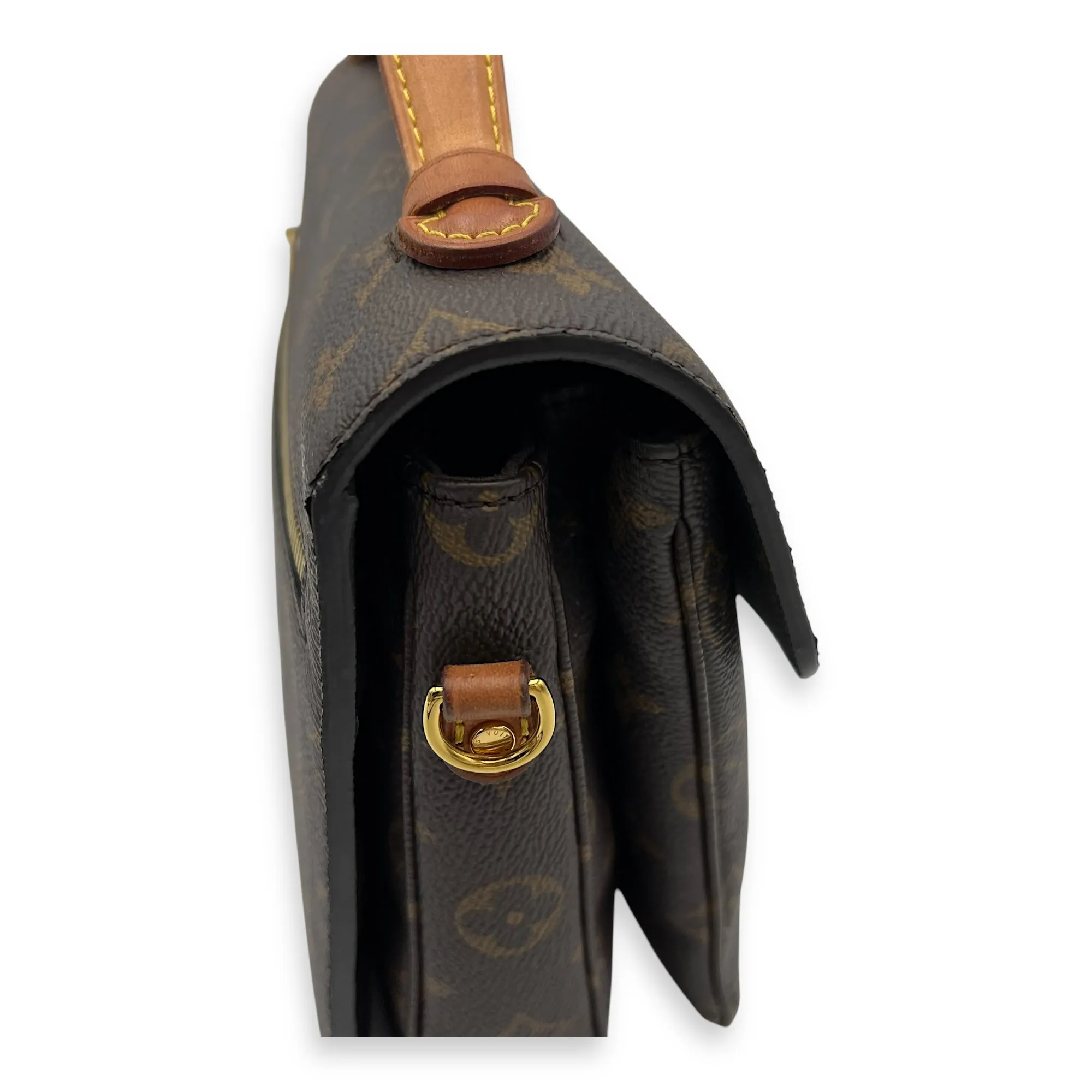 Metis Brown Crossbody Bag in Monogram Coated Canvas, Gold hardware