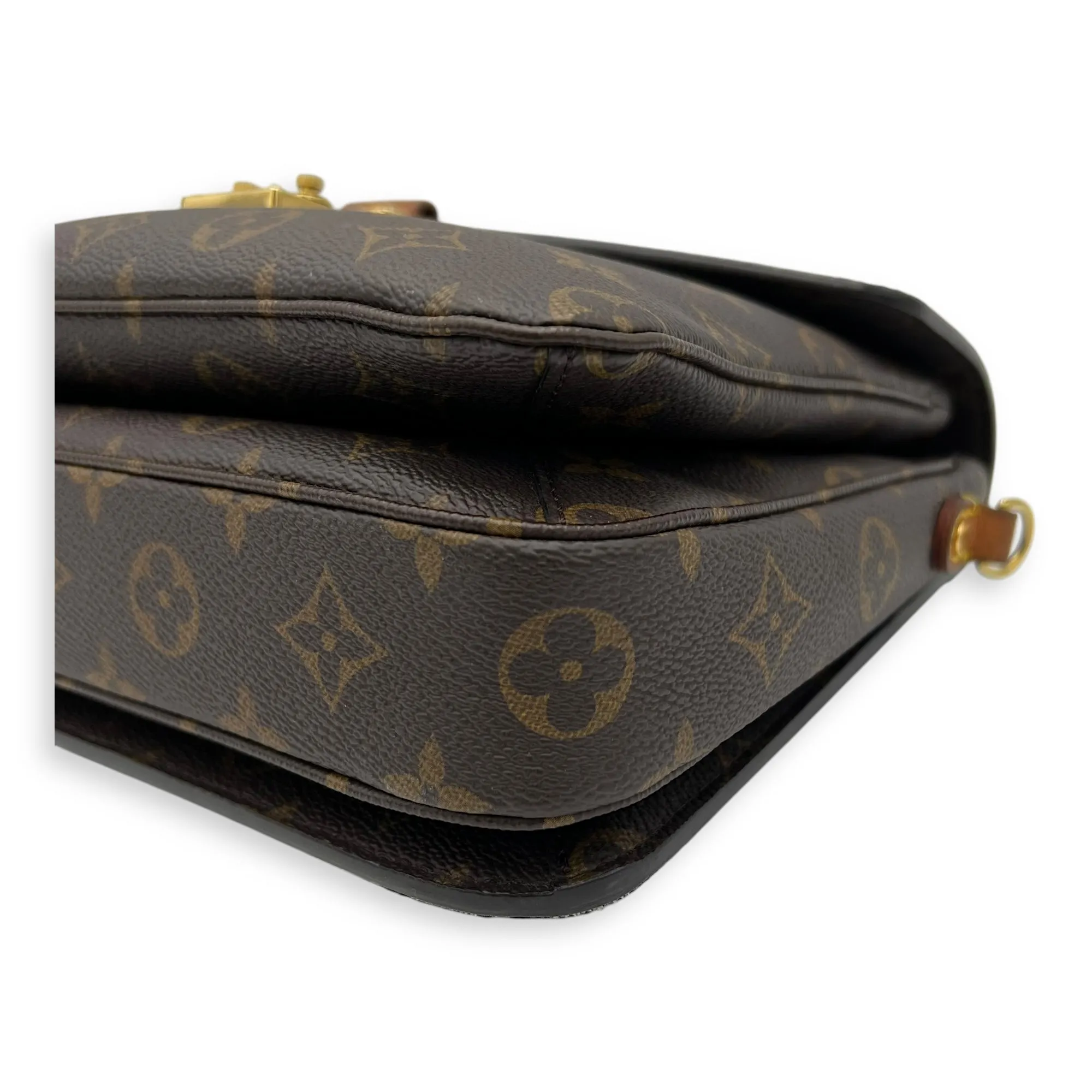 Metis Brown Crossbody Bag in Monogram Coated Canvas, Gold hardware