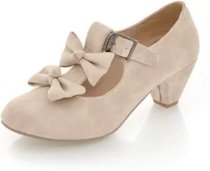 MFairy Woman's Low Heel Vintage Lolita Shoes Cute Bowknot Mary Jane Shoes