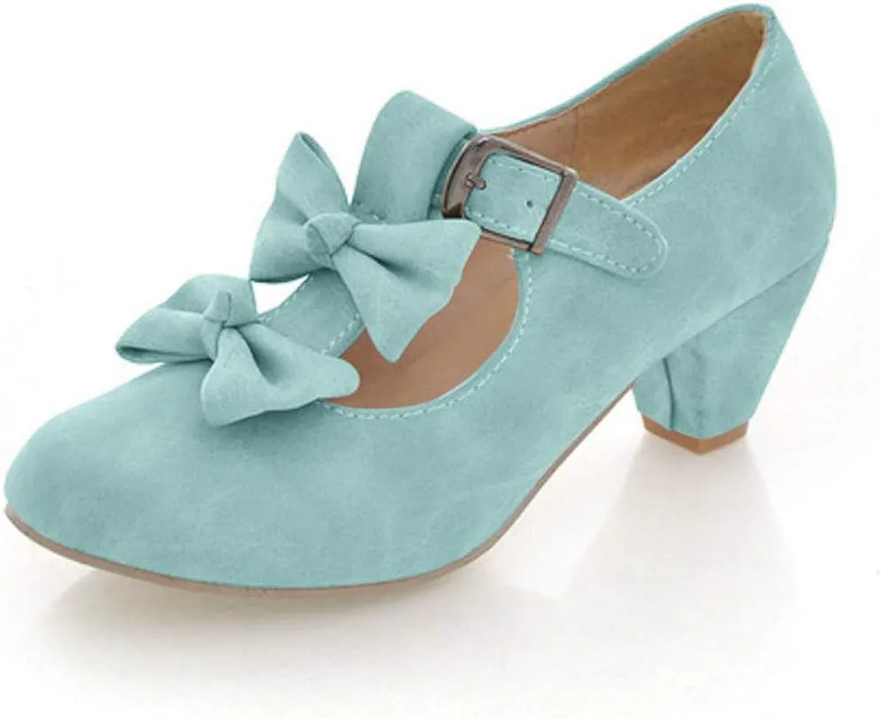 MFairy Woman's Low Heel Vintage Lolita Shoes Cute Bowknot Mary Jane Shoes