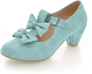MFairy Woman's Low Heel Vintage Lolita Shoes Cute Bowknot Mary Jane Shoes