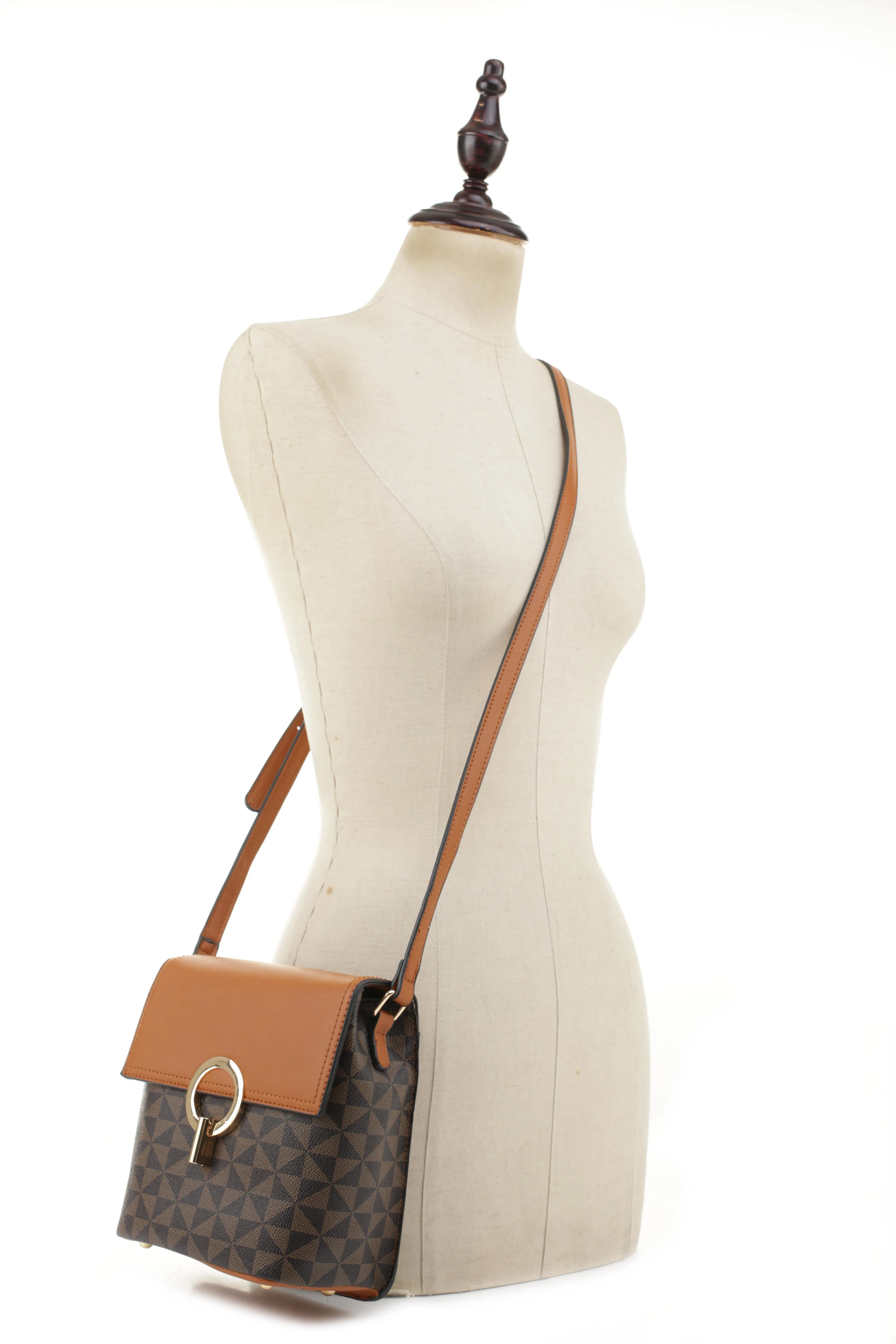 Miki Geometric Monogrammed Crossbody