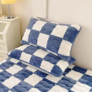 Milk Velvet Sheets,Milk Velvet Checkered Bedding Fitted Sheet Mattress Cover,Lyvara Luxury Mattress Covers,Waterproof Soft Jacquard Fabric Breathable Noiseless (B,Twin)